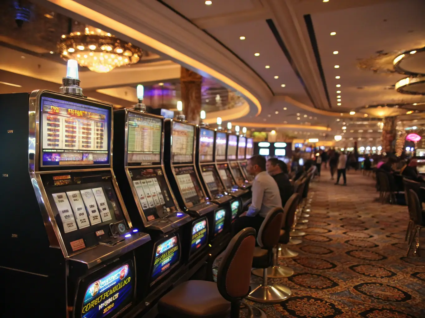 A visually appealing image showcasing a variety of slot machine themes, with vibrant colors and exciting bonus features displayed on the screens, enticing players to try their luck.